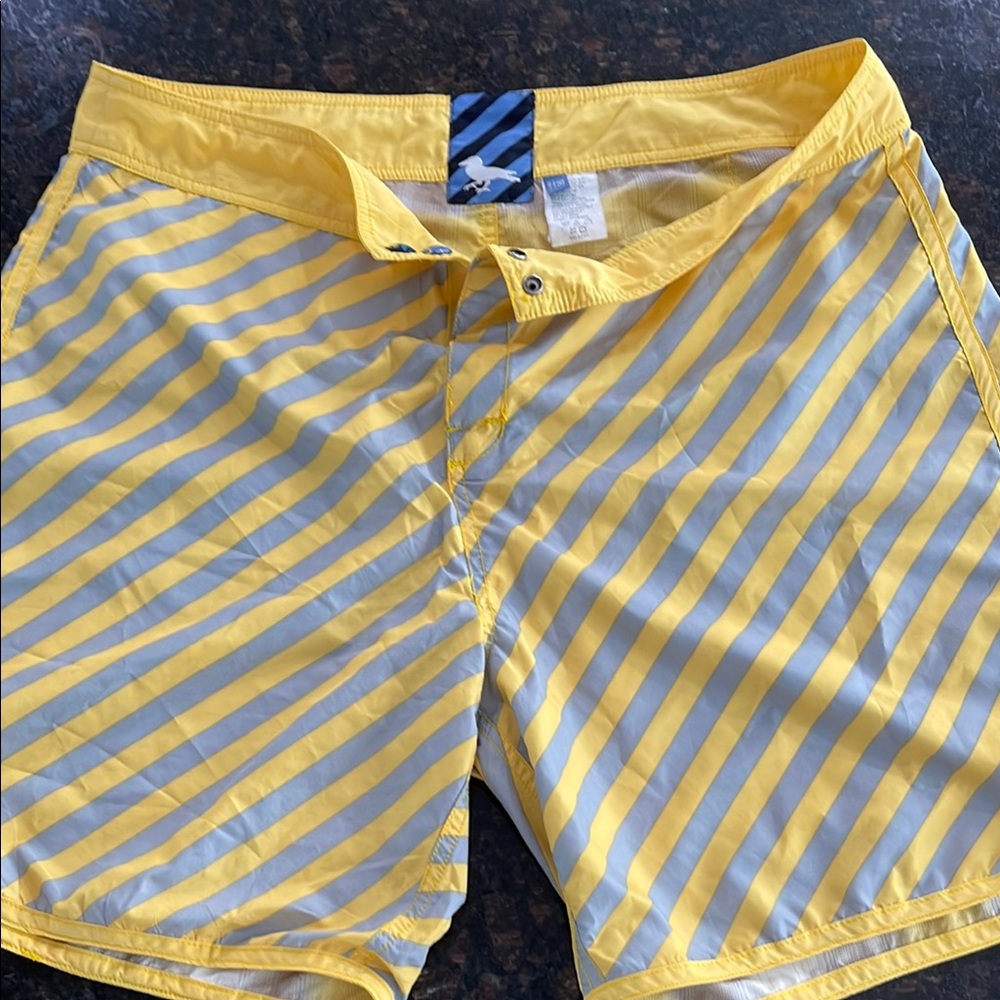 Modern Amusement Yellow and Gray Board Shorts Dynamic Swimwear
